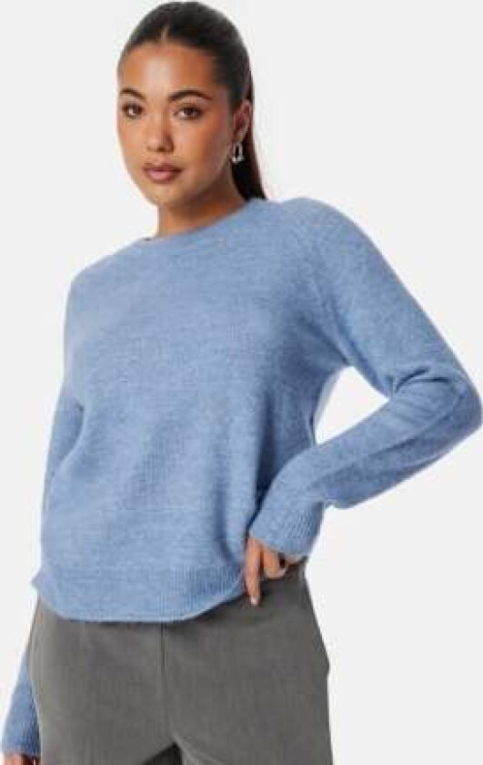 Slflulu LS Knit O-Neck Endless Sky Detail:MELANGE L