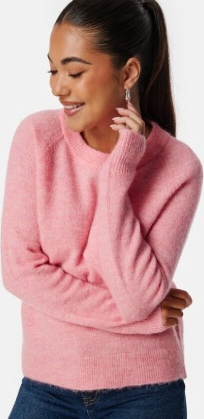 Slflulu LS Knit O-Neck Peony Detail:MELANGE XXL