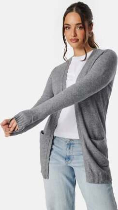 Viril Open L/S Knit Cardigan Medium Grey Melange XL