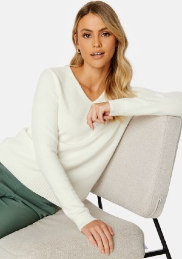Ril L/S V-neck Knit Top White Alyssum S