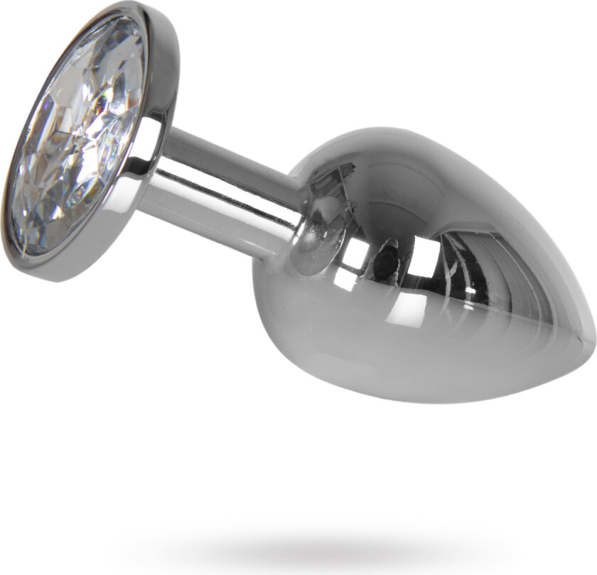 Heavy Butt Plug Silver Clear Stone 145g