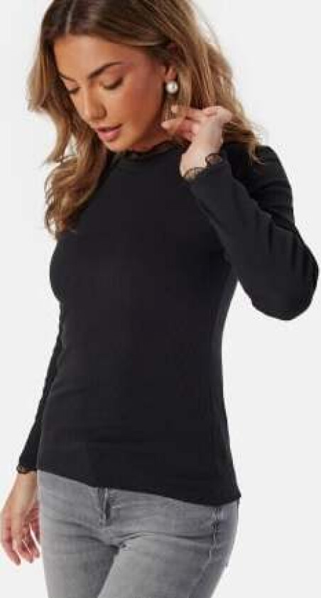 Onlleslie L/S LACE MIX TOP JRS Black S