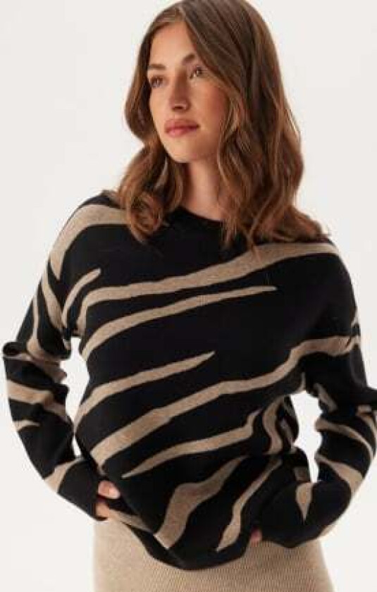 Objray Lo L/S KNIT PULLOVER AO Black/Desert Taupe M