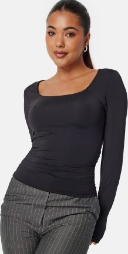 Onlea L/S 2-WAY DEEP NECK TOP Black M