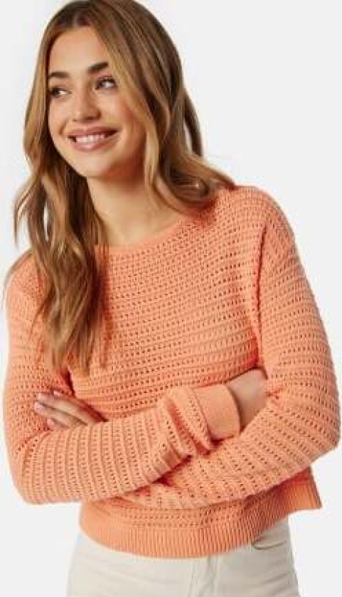 Vibellisina boatneck L/S knit top Shell Coral XS