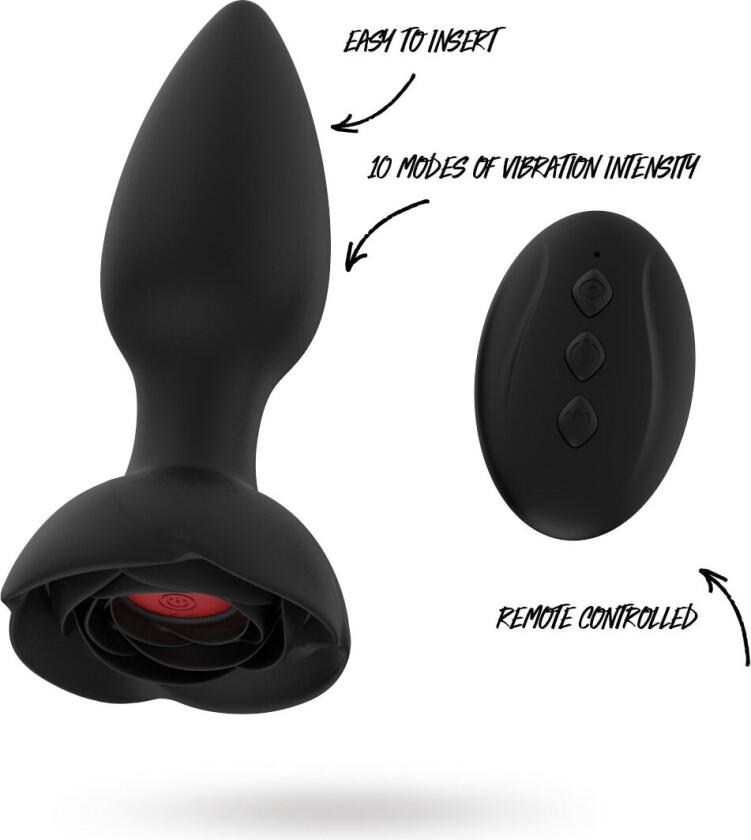 VIBRATING ROSE BUTTPLUG WITH REMOTE