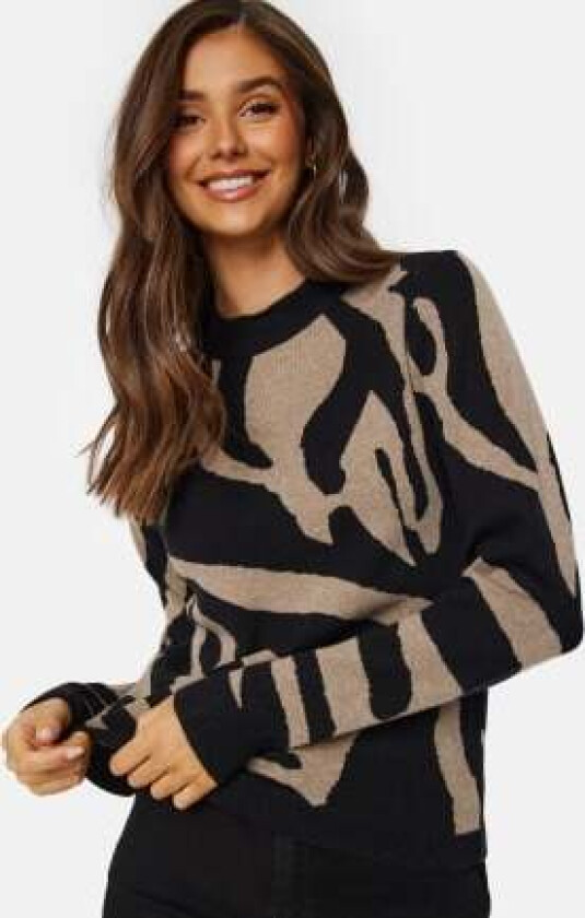 Ray L/S Knit Pullover Black/Brown M