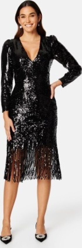 Flapper 7/8 Sequin Dress Black S