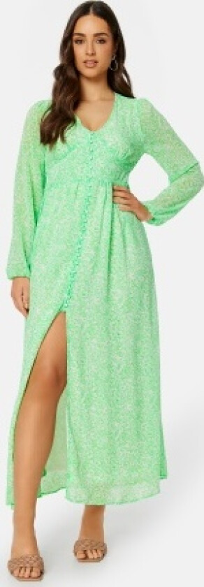 Amanda L/S Long Dress Summer Green AOP:Tan L