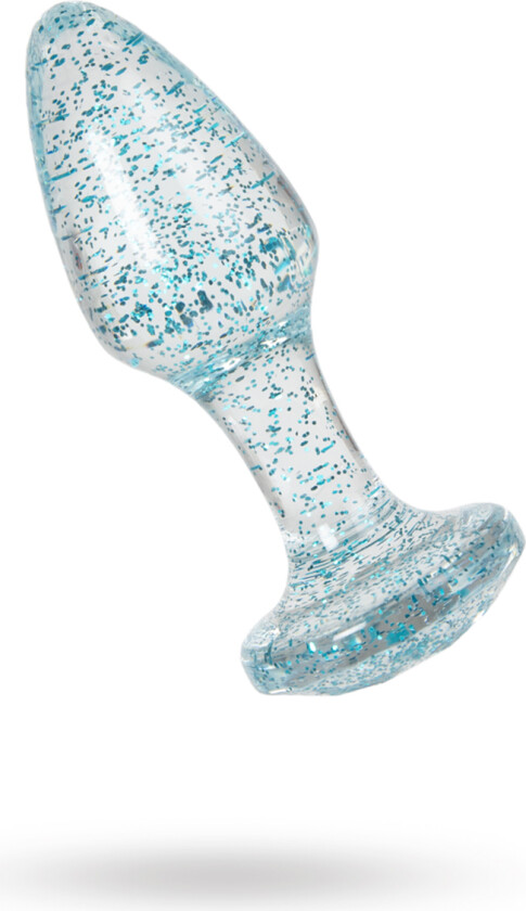 Gjennomsiktig Analplugg Med Blå Glitter - 8 cm