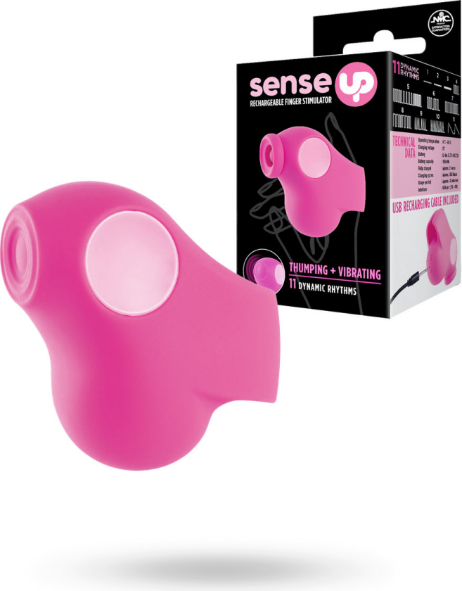 Sense Up Thumping Rechargeable Finger Vibrator - Pink