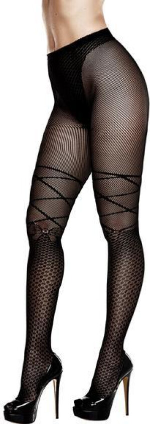 Ribbon And Bow Jacquard Pantyhose Queensize