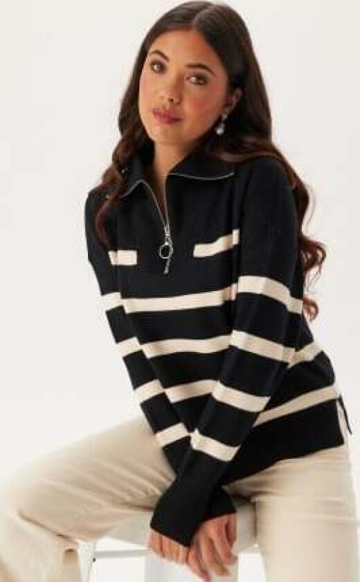 Vmsaba Stripe Ls Highneck Blouse Black Stripes: Birch XL