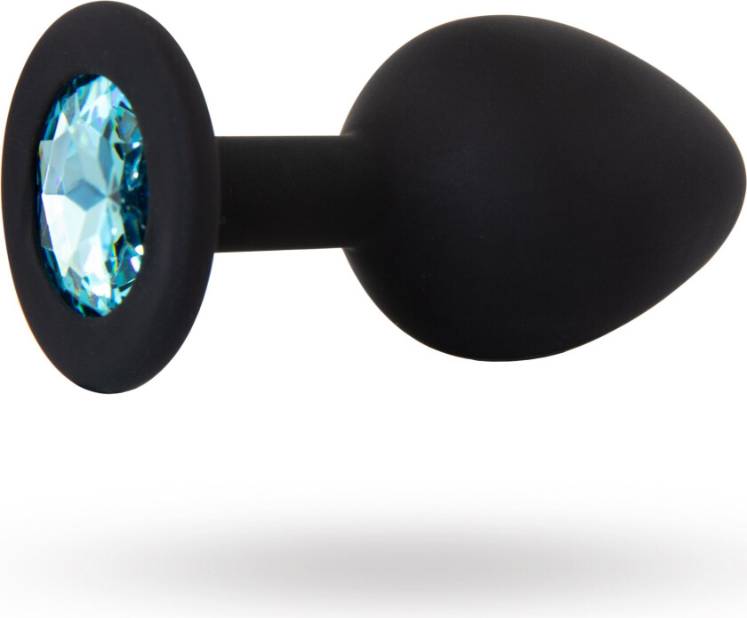 Medium Silikonplugg med Vakker Sten - Svart/Blå