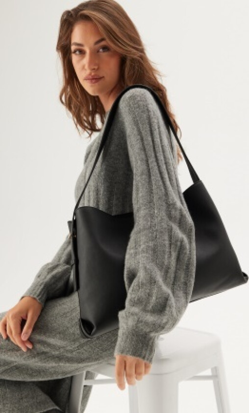 Faux Leather Tote Bag Black Onesize