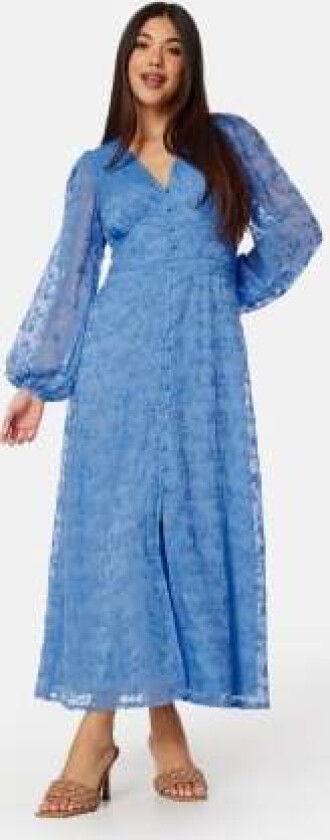 Embroidered Midi Dress Blue 42