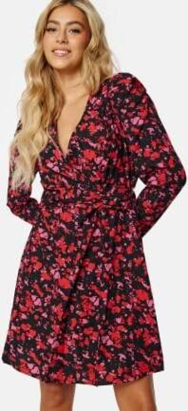 Faline LS Wrap Dress BlackAOP:Graphic XS