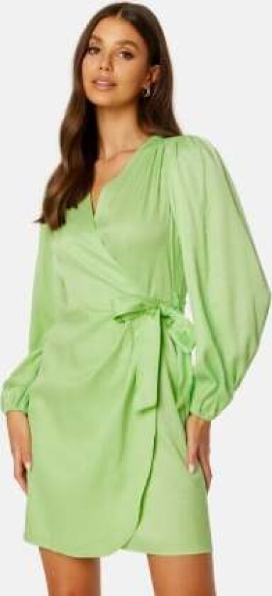 Stine LS Short Wrap Dress Pistachio Green 36