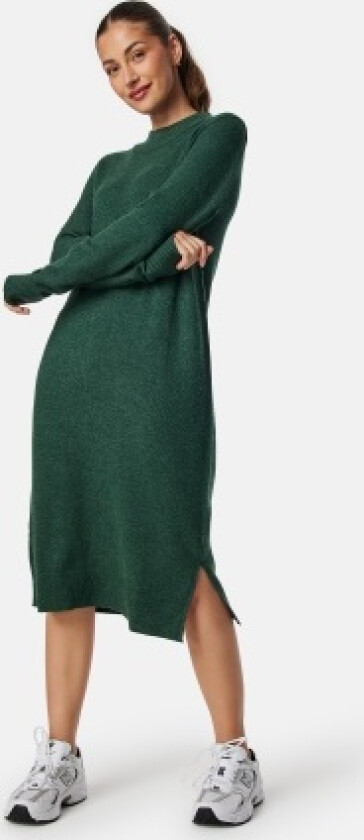 Ril Crew Neck Midi Dress Pineneedle/Dark Melange S