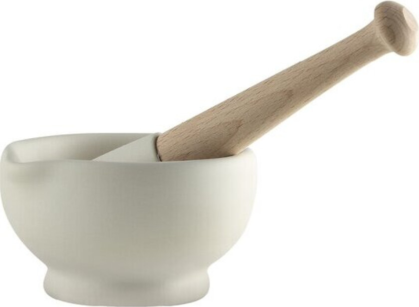 - Morter og pistill 10 cm hvit