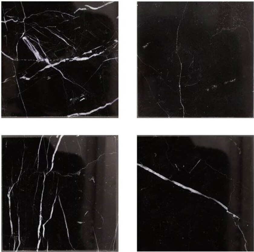 - Marmor glassbrikke kvadratisk 10x10 cm 4 stk svart