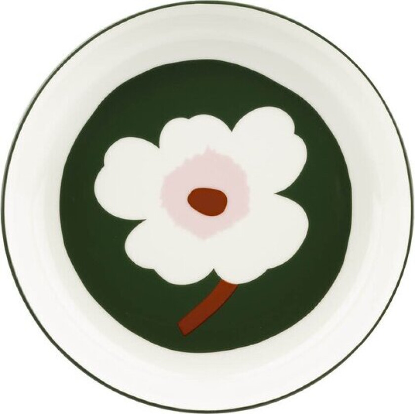 - Unikko dyp tallerken 20,5 cm hvit/mørk grønn/rosa