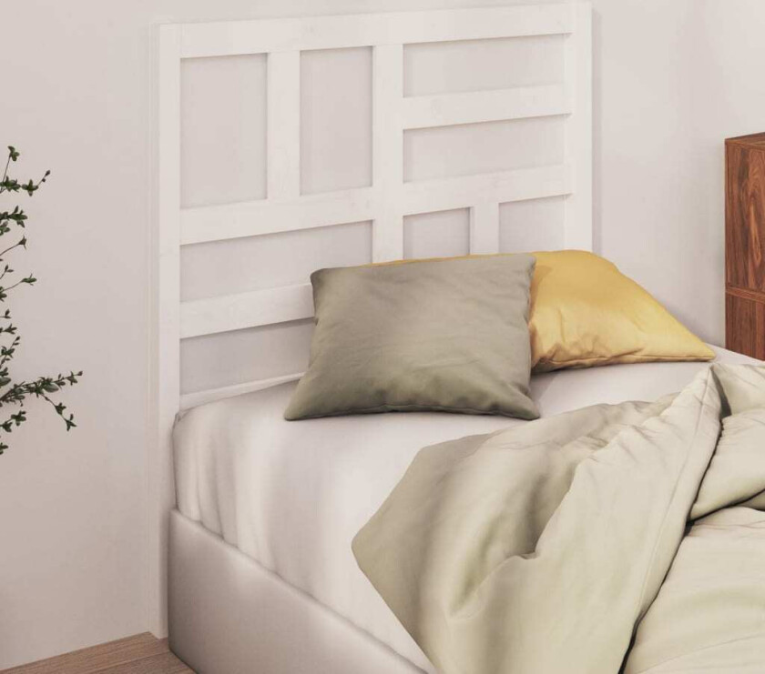 Sengegavl hvit 106x4x104 cm heltre furu