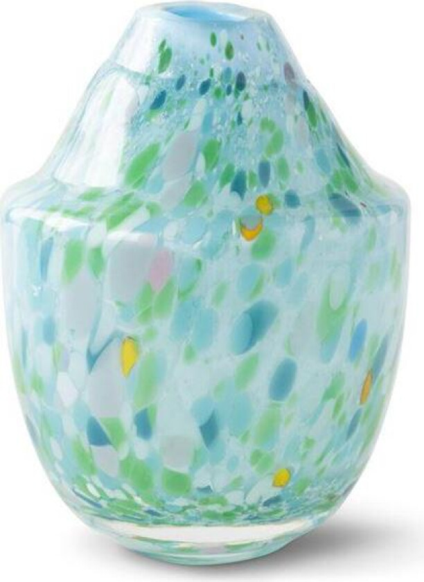 - Unik skulptur kunstglass L 17 cm grønn multi