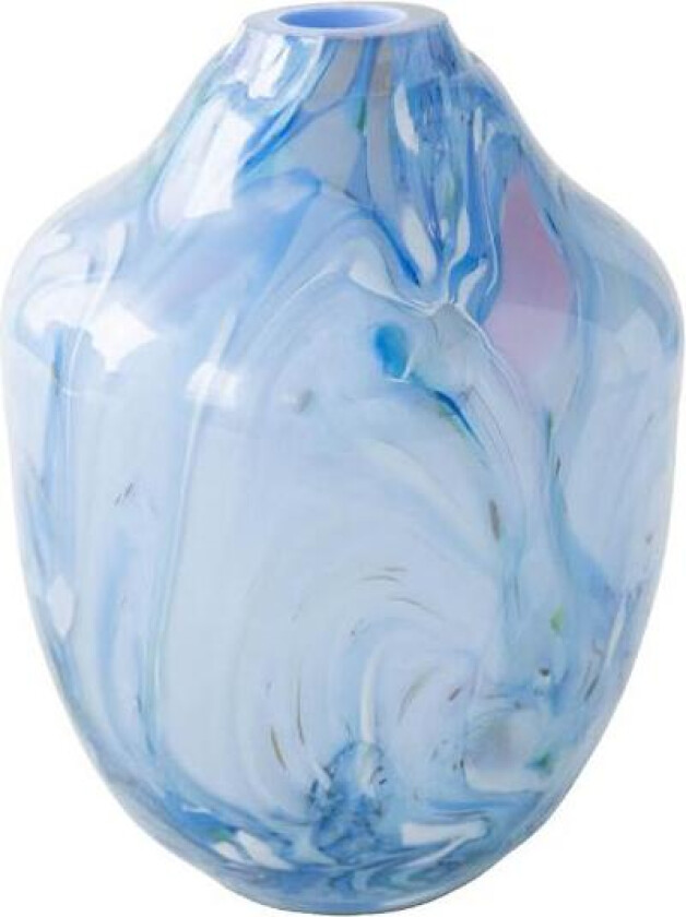 - Unik skulptur kunstglass L 17 cm blå multi