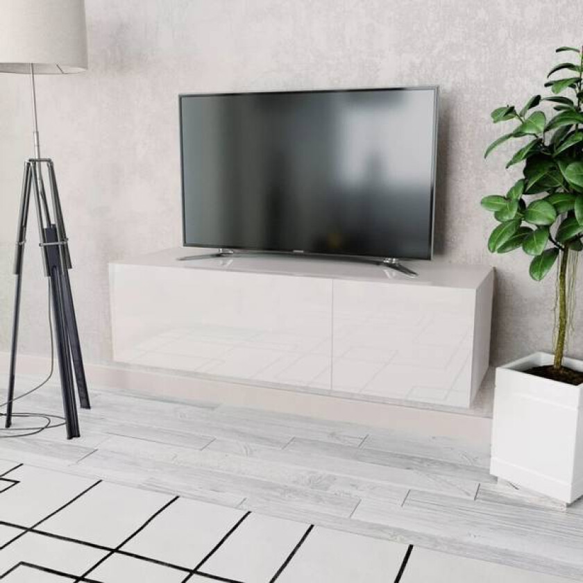 TV-benk 120x40x34 cm hvit høyglans