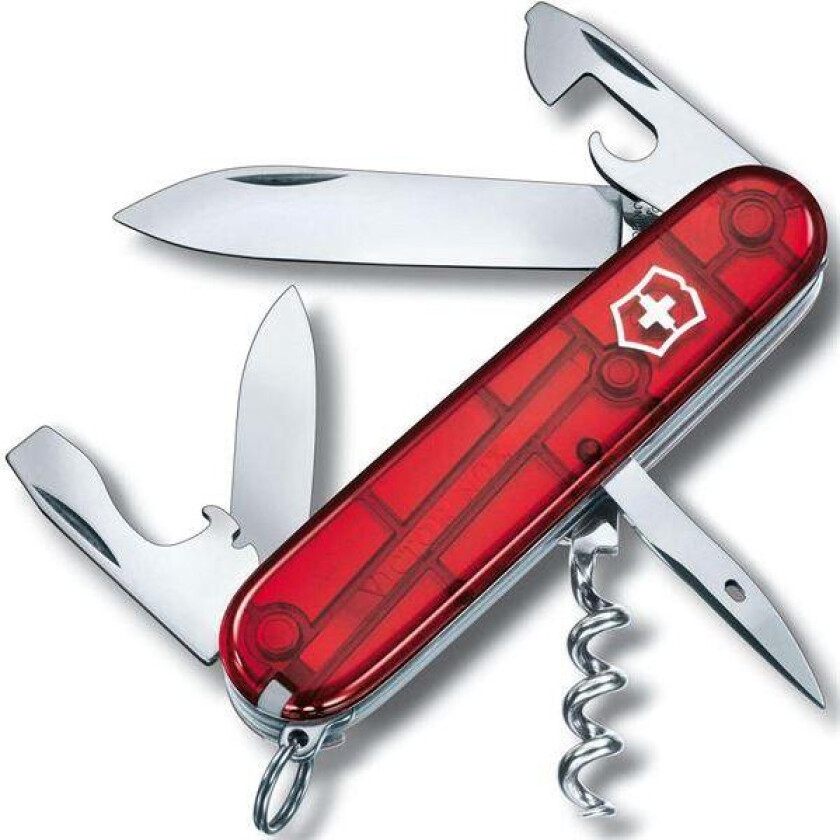 - Spartan lommekniv 91 mm 12 funksjoner b transparent rød