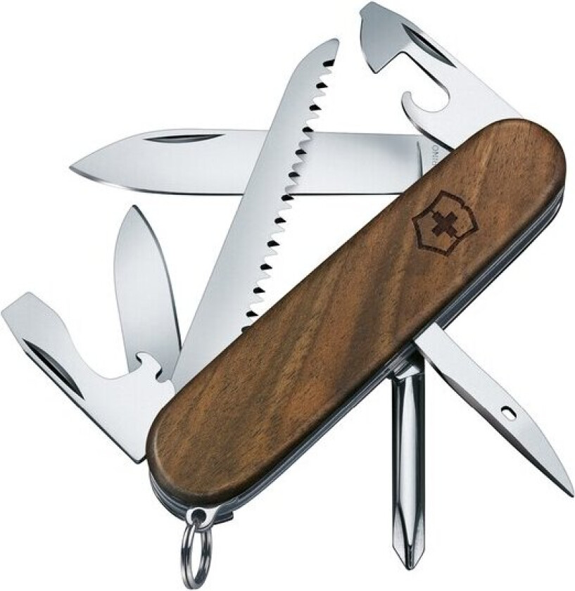 - Hiker wood lommekniv 91mm 11 funksjoner valnøtt