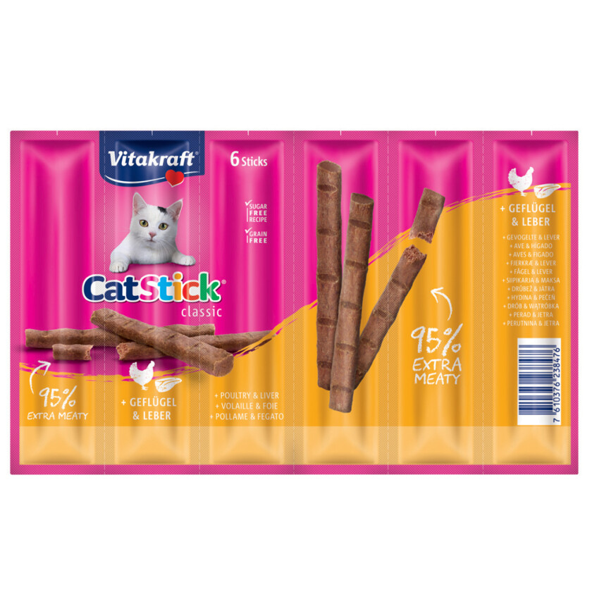 Cat Stick Classic Mini - Fjærkre & lever (6 x 6 g)