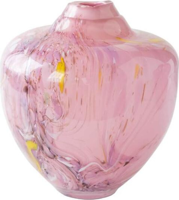 - Unik skulptur kunstglass M 24 cm rosa multi