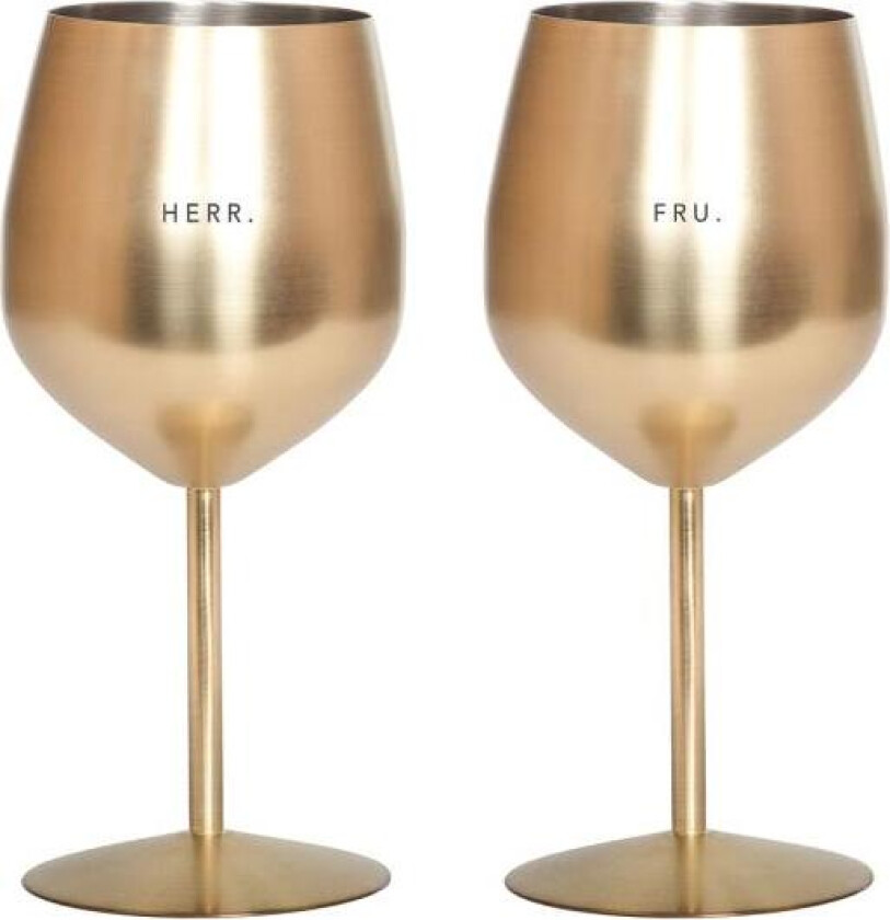 - Vinglass stål HERR & FRU 45 cl 2 stk gull