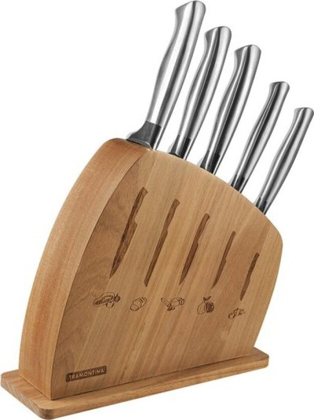 - Cronos knivsett 6 deler m/knivblokk sølv