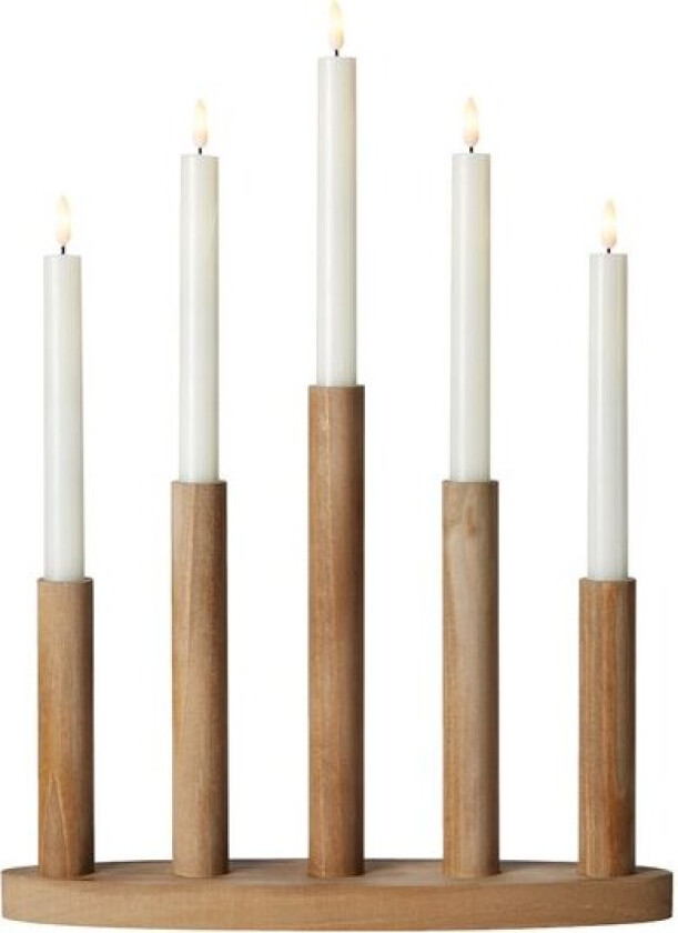 - Miila trådløs adventsstake 5-armet beiset brun