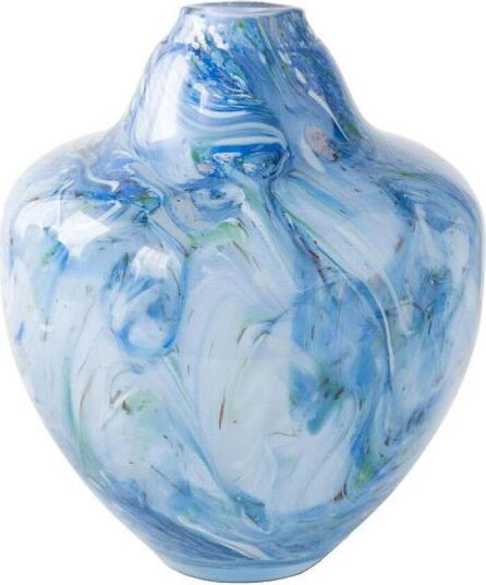 - Unik skulptur kunstglass M 24 cm blå multi
