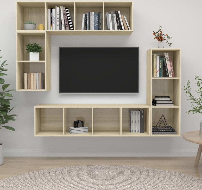 TV-skapsett 4 deler sonoma eik konstruert tre