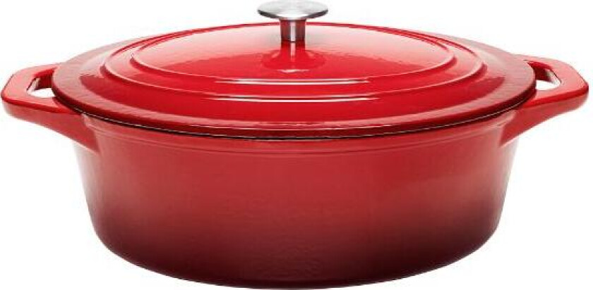 - Stenfors støpejernsgryte oval 6,3L rød
