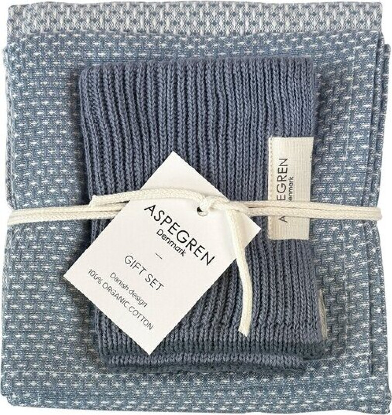 - Gavesett kjøkkenklut/kjøkkenhåndkle 3 deler moonlight blue