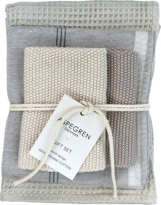 - Gavesett kjøkkenklut/kjøkkenhåndkle 4 deler mist