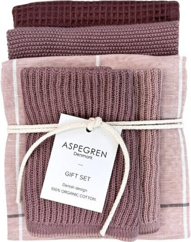 - Gavesett kjøkkenklut/kjøkkenhåndkle 5 deler grand old rose