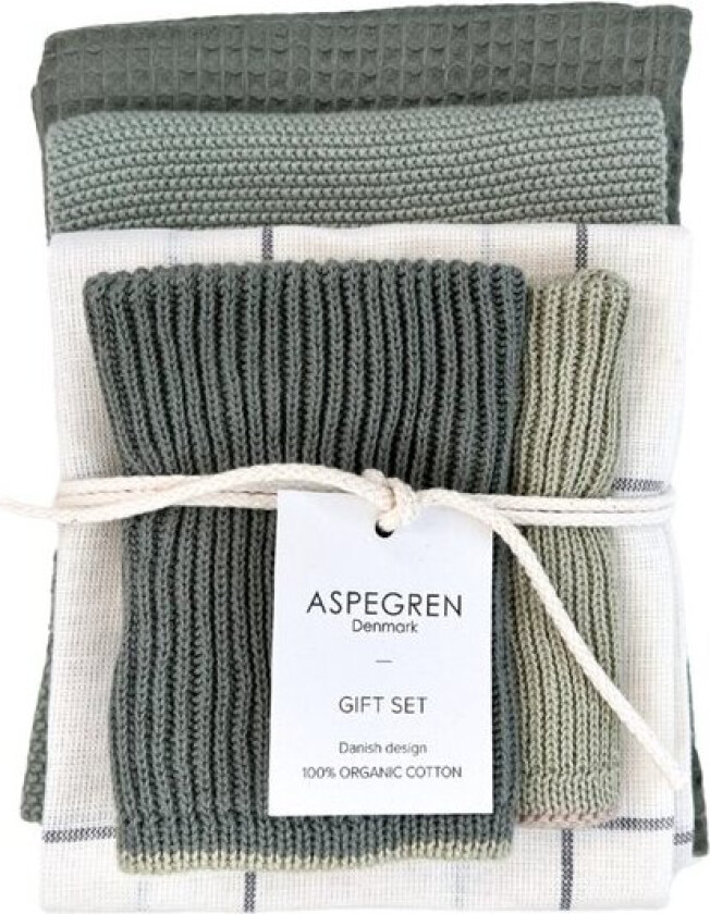 - Gavesett kjøkkenklut/kjøkkenhåndkle 5 deler grand herb