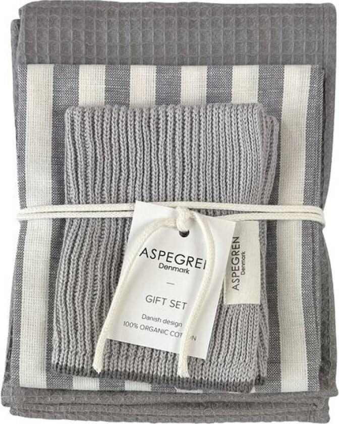 - Gavesett kjøkkenklut/kjøkkenhåndkle 3 deler flint gray