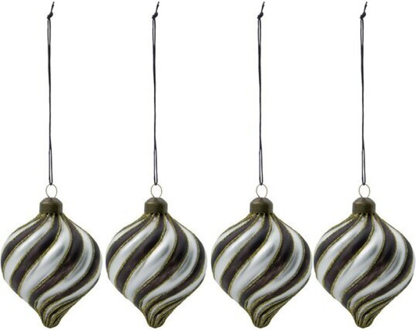 - Chan julekuler 8 cm 4 stk svart/hvit