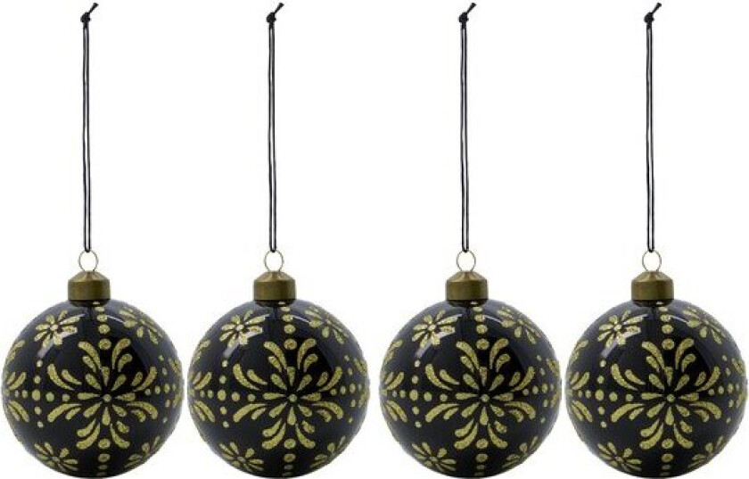 - Mente julekuler 8 cm 4 stk svart