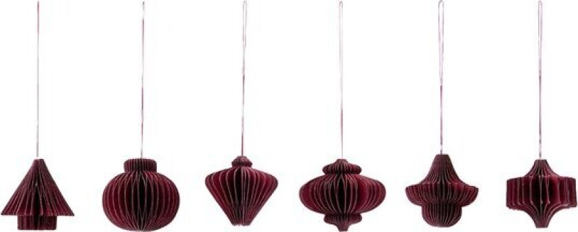 - Comb juletrepynt papir 6 stk bordeaux