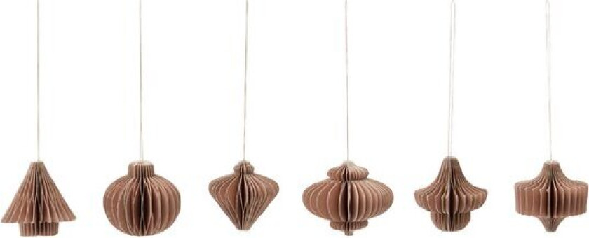 - Comb juletrepynt papir 6 stk dusty rose