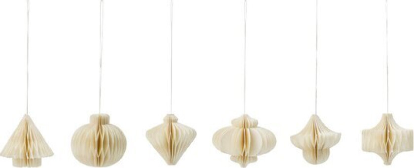 - Comb juletrepynt papir 6 stk off white